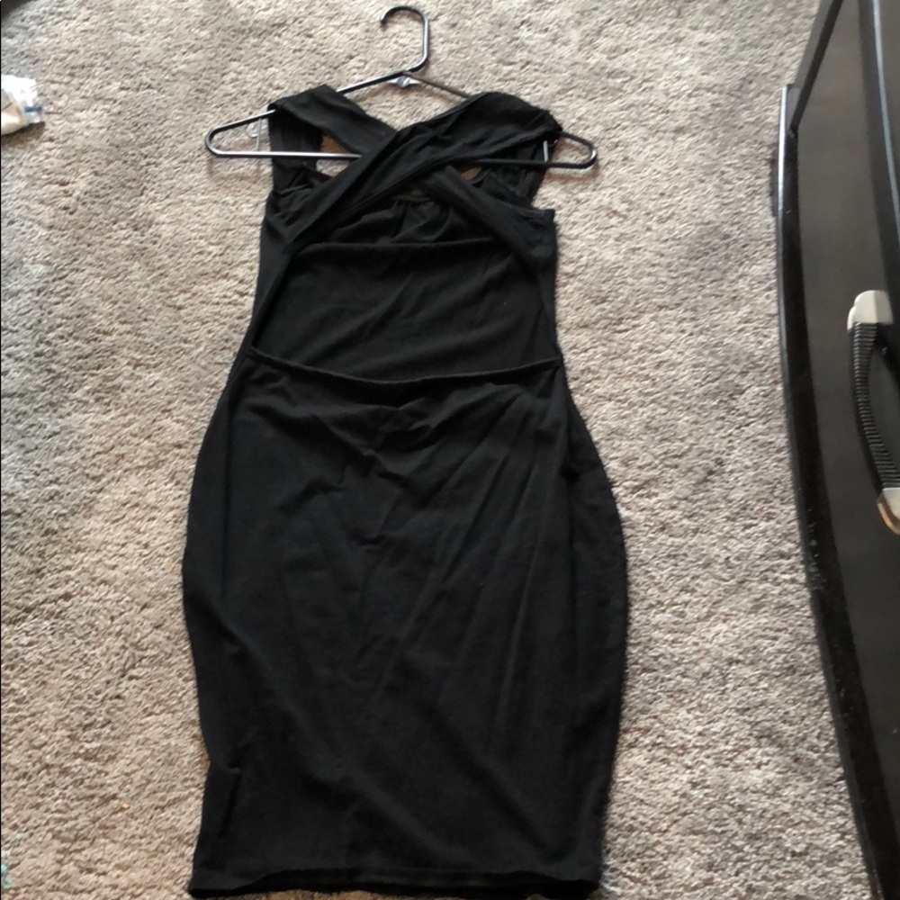 Black crisscross back dress